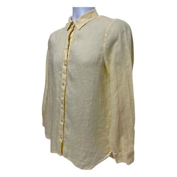 J. Jill Love Linen Womens XS Button-Up Shirt Light Yellow - Picture 3 of 10